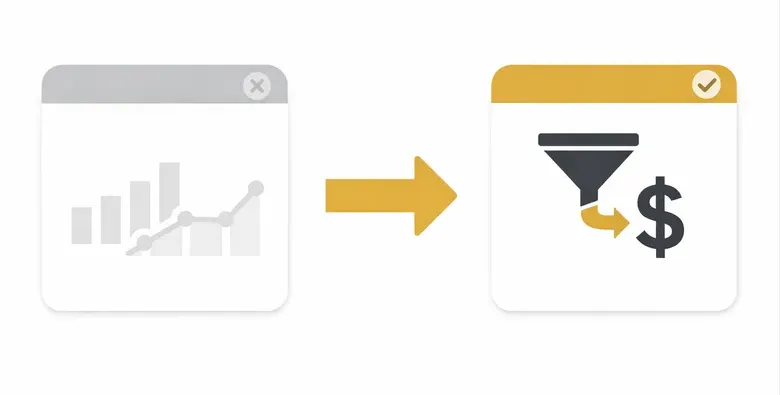 Default GA4 setup vs B2B-optimized setup showing pipeline tracking difference