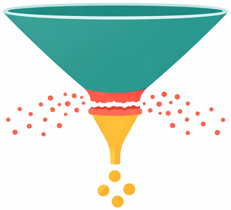B2B sales funnel showing marketing-to-sales handoff gap where leads fall out of the pipeline