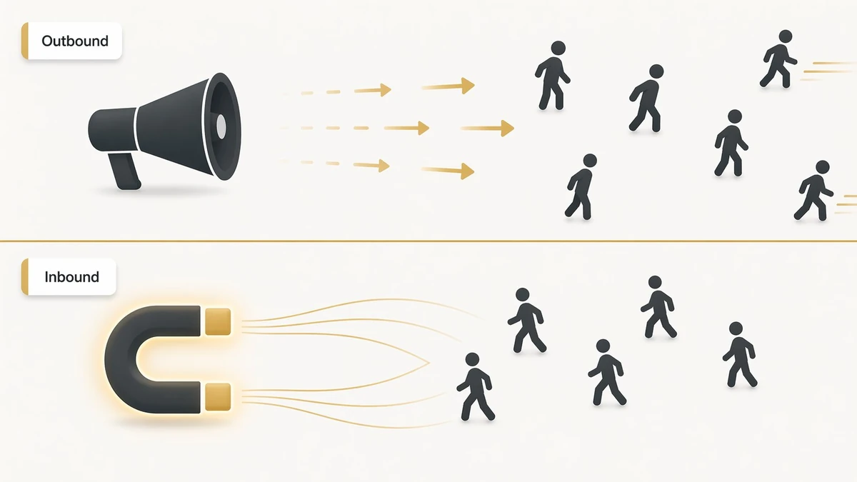 Inbound content marketing pulling buyers in compared to outbound pushing messages out