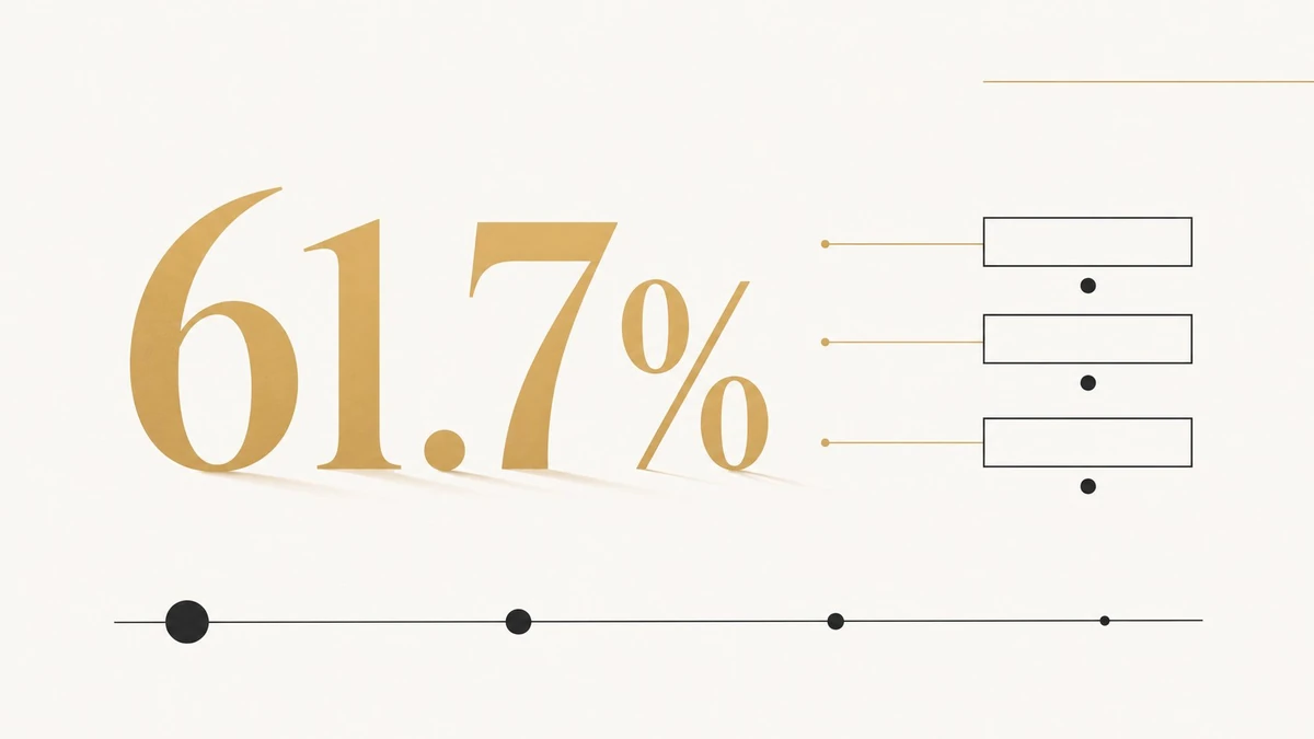 Editorial illustration showing the 61.7 percent ghost citation rate where AI engines link to source domains but never name the brands in their answer text, with empty brand-name outlines disconnected from solid source-link markers