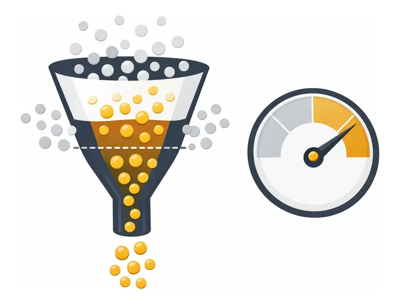 Lead scoring funnel showing leads being scored from cold to hot with MQL and SQL thresholds
