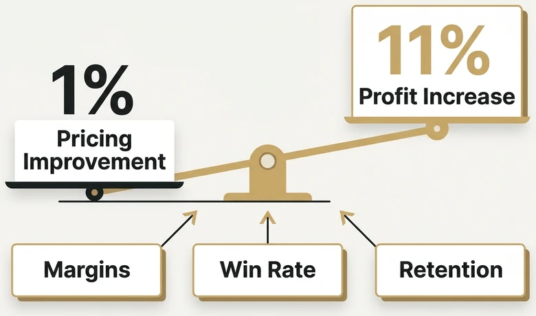 B2B pricing strategy profit lever showing one percent pricing improvement creating eleven percent profit increase