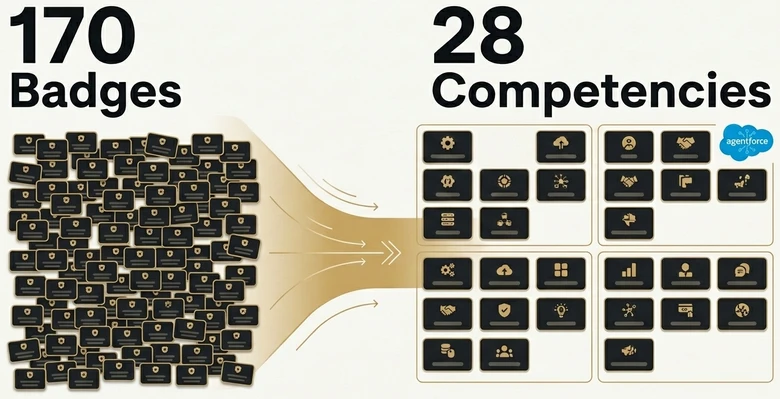 Salesforce partner credentials reduced from 170 badges to 28 core competencies focused on AI delivery