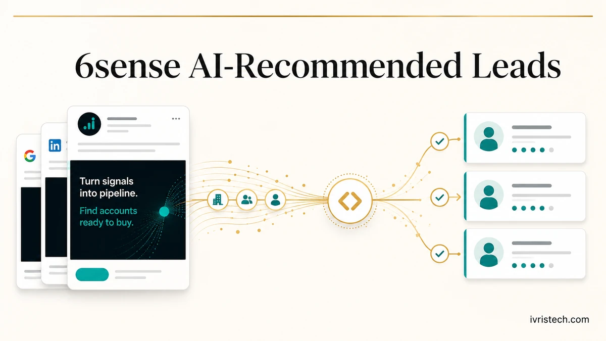 6sense AI-Recommended Leads turning ad engagement signals into CRM-ready contact cards