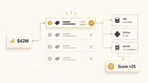 First-Match Scoring Rules for Revenue Bands: SQL + Python