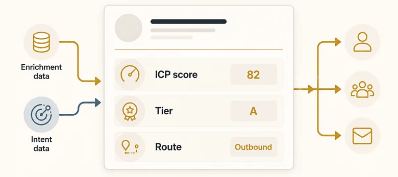 An ICP scoring rubric encoded as CRM fields that score, tier, and route B2B SaaS accounts automatically