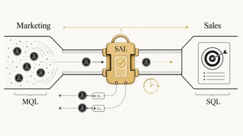 Sales accepted lead checkpoint connecting marketing-qualified leads to sales-qualified opportunities.