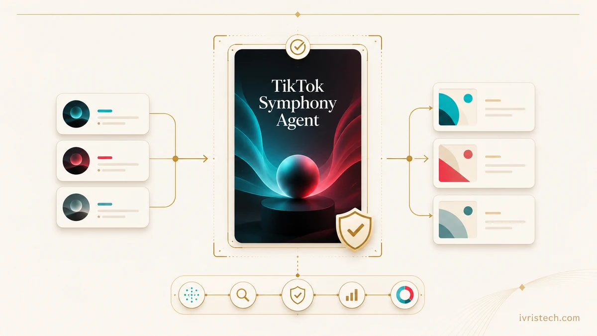 TikTok Symphony Agent creative workflow inspected through a QA frame for B2B campaign control
