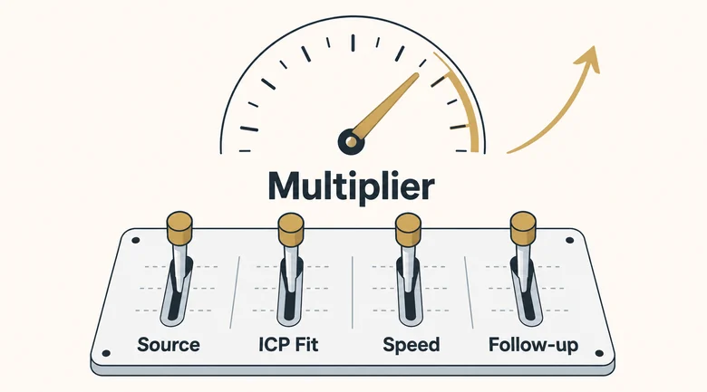Four levers that move the lead conversion multiplier: source mix, ICP fit, speed to lead, and follow-up