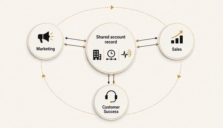 ABX orchestration model with marketing, sales, and customer success working from one shared account data foundation
