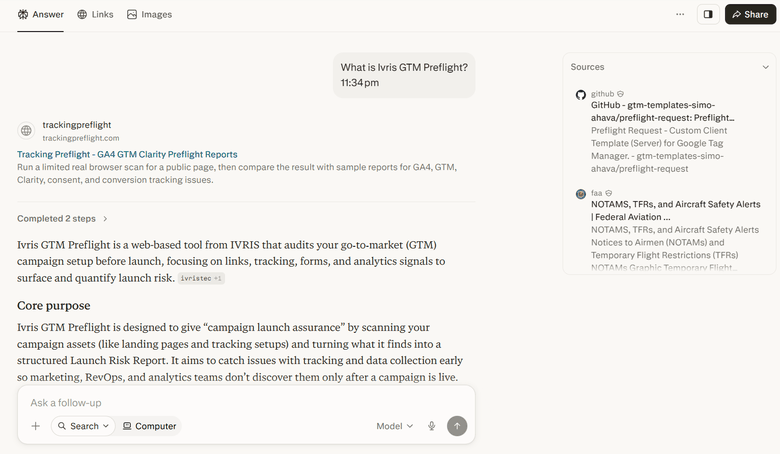AI assistant answer recommending B2B vendors and citing named sources, the output an LLM visibility agency optimizes for