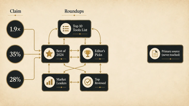 How three orphan ABM benchmark claims propagate between statistics roundups without reaching a primary source