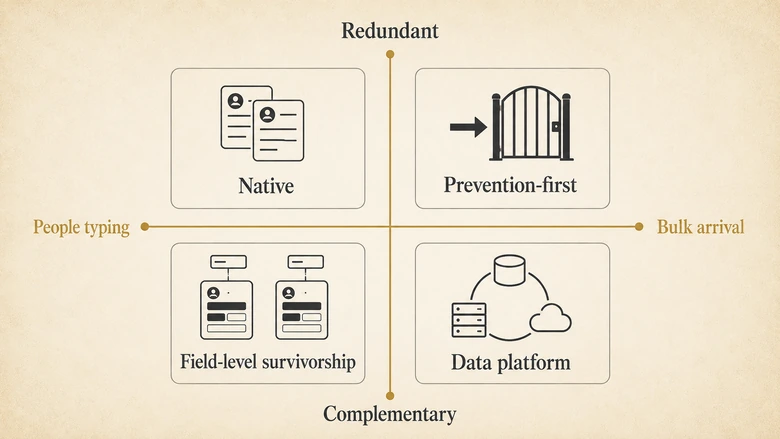 Choosing a Salesforce deduplication tool by failure mode rather than by feature count.