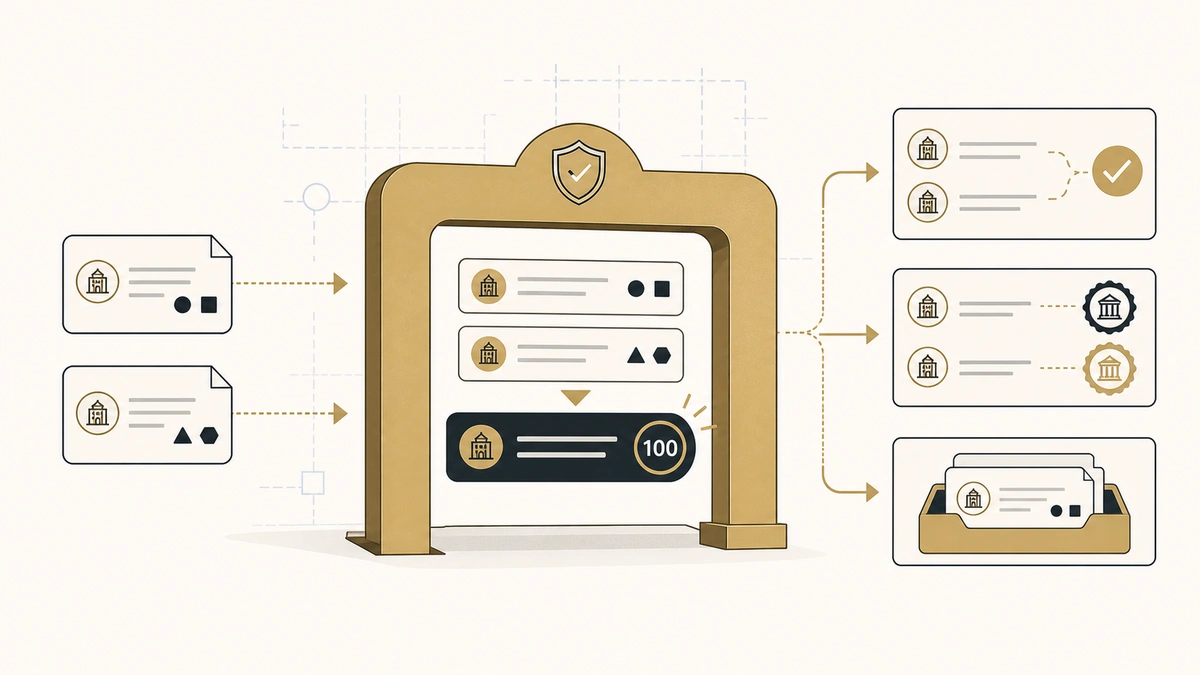 Two similar company-name records scored as a match despite different legal entity identifiers
