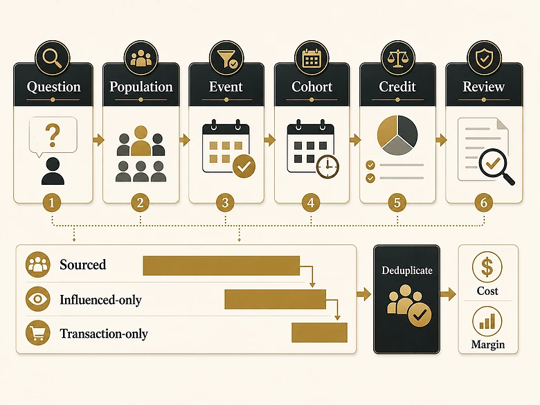 Partner revenue attribution control model linking source, influence, co-sell, transaction route, cost and finance review