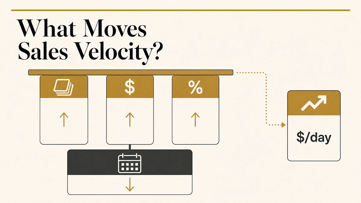 Sales velocity formula showing opportunities, deal value and win rate divided by sales cycle length